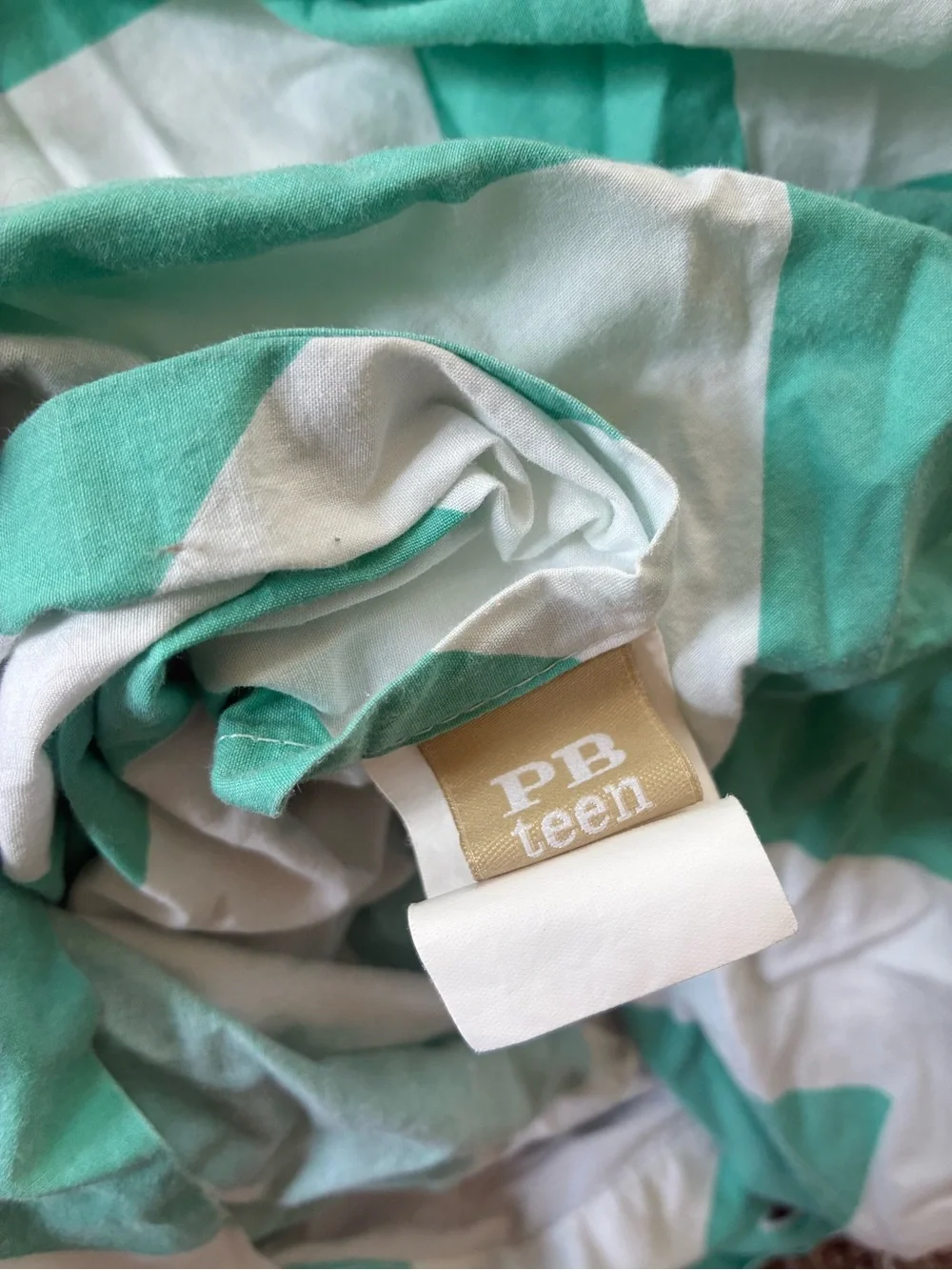 Pottery Barn Teen Queen Duvet Cover Teal and White Chevron